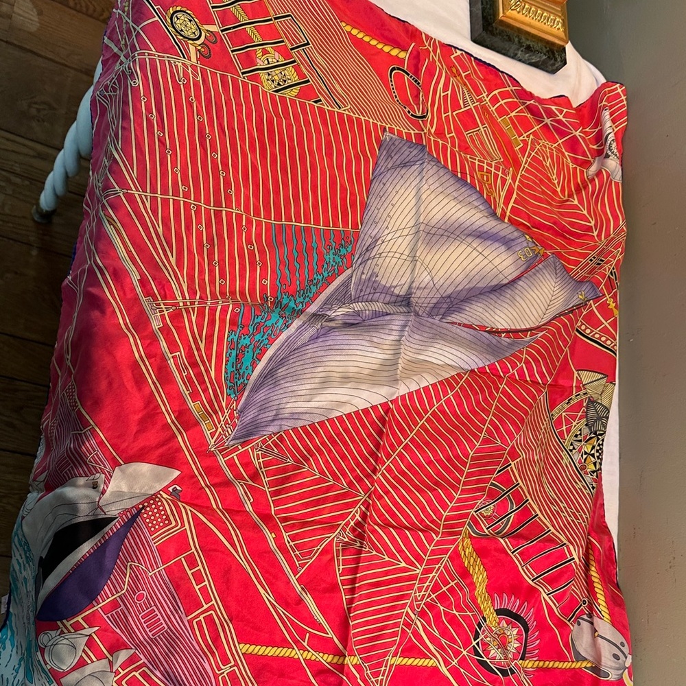 Hermès Paris Red Nautical Silk Scarf - Picture 8 of 11